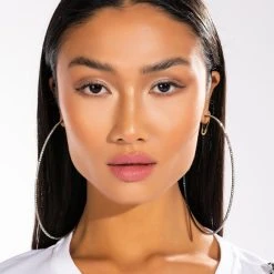 FINE LINE HEMATITE 100MM RHINESTONE HOOP -handbag shop fine line hematite 100mm rhinestone hoop hematite 1 1