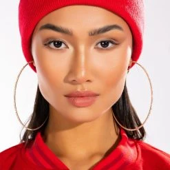 FINE LINE ROSE GOLD 80MM RHINESTONE HOOP -handbag shop fine line rose gold 80mm rhinestone hoop rose gold 1 1