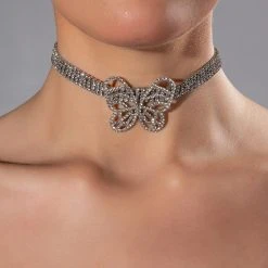 FINER THINGS RHINESTONE CHOKER -handbag shop finer things rhinestone choker silver 1 1