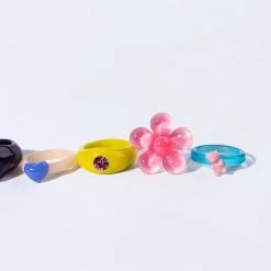 FLOWER POWER CANDYLAND RING SET -handbag shop flower power candyland ring set multi 4 4