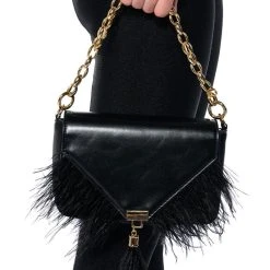 FOXTROT FEATHER BAG -handbag shop foxtrot feather bag black 1 1