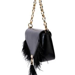 FOXTROT FEATHER BAG -handbag shop foxtrot feather bag black 4 4