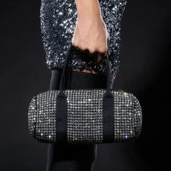 FTW RHINESTONE CYLINDER PURSE -handbag shop ftw rhinestone cylinder purse silver 2 2 c1