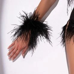 GATSBY FEATHER SLAP BRACELET -handbag shop gatsby feather slap bracelet black 1 1