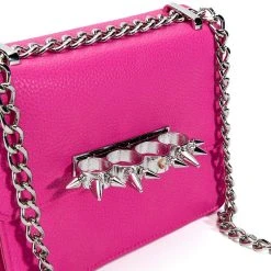 GET LIT PINK KNUCKLE CROSSBODY PURSE -handbag shop get lit pink knuckle crossbody purse pink 5 5