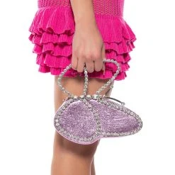 GLASS ANIMALS RHINESTONE HANDLE BAG -handbag shop glass animals rhinestone handle bag pink 1 1