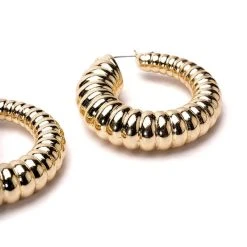 GO TIME TEXTURED HOOPS -handbag shop go time textured hoops gold 3 3