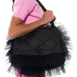 GOING PLACES TULLE DETAIL NYLON PURSE -handbag shop going places tulle detail nylon purse black 1 1 c1