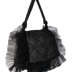GOING PLACES TULLE DETAIL NYLON PURSE -handbag shop going places tulle detail nylon purse black 4 4
