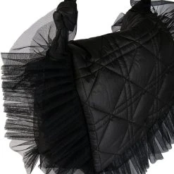 GOING PLACES TULLE DETAIL NYLON PURSE -handbag shop going places tulle detail nylon purse black 5 5