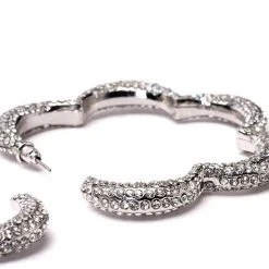 HEAD IN THE CLOUDS EMBELLISHED HOOPS -handbag shop head in the clouds embellished hoops silver 3 3