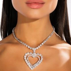 HEART OF THE MATTER STATEMENT CHOKER -handbag shop heart of the matter statement choker silver 1 1