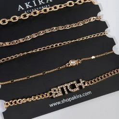 HERE FOR IT BRACELET SET -handbag shop here for it bracelet set gold 3 3
