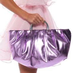 I MEAN BUSINESS FAUX LEATHER METALLIC TOTE -handbag shop i mean business faux leather metallic tote purple 1 1 c1