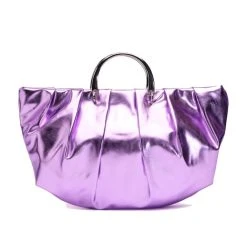 I MEAN BUSINESS FAUX LEATHER METALLIC TOTE -handbag shop i mean business faux leather metallic tote purple 2 2 c1