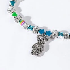 I WANT CANDY RHINESTONE ENAMEL CHARM NECKLACE -handbag shop i want candy rhinestone enamel charm necklace silver multi 3 3