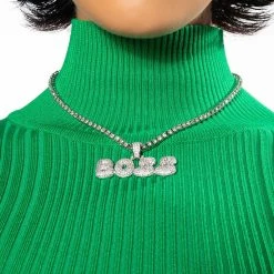 I'M A BOSS BISH ICY NECKLACE -handbag shop im a boss bish icy necklace silver 1 1