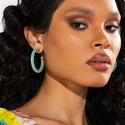 INNER PEACE HOOPS -handbag shop inner peace hoops light green 1 1