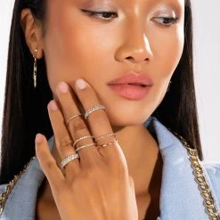 IVY PAVE RING SET -handbag shop ivy pave ring set gold 1 1