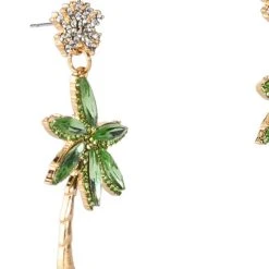 HOLIDAY IN THE SUN PALM TREE EMBELLISHED EARRINGS -handbag shop kea embellished earrings green 4 4