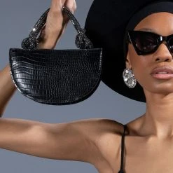 KISS ME MORE SEMI CIRCLE PURSE -handbag shop kiss me more semi circle purse black 1 1