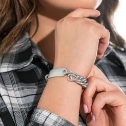 LINK CHAIN BRACELET -handbag shop link chain bracelet silver 1 1