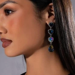 LOVE DONT COST A THING RHINESTONE DROP EARRINGS -handbag shop love dont cost a thing rhinestone drop earrings blue 1 1