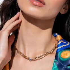 LOVE IS IN THE AIR BLING HEART NECKLACE -handbag shop love is in the air bling heart necklace gold 1 1