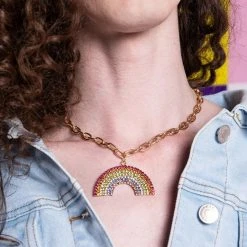 LOVE IS LOVE RHINESTONE CHAIN -handbag shop love is love rhinestone chain rainbow multi 1 1