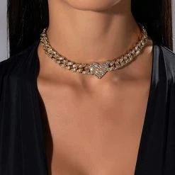 LOVER GIRL RHINESTONE CHAIN CHOKER -handbag shop lover girl rhinestone chain choker silver 1 1