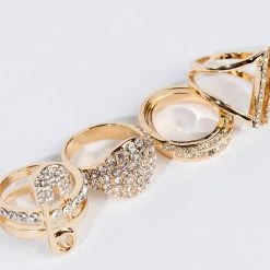 LOVINNNN' IT RHINESTONE RING SET -handbag shop lovinnnn it rhinestone ring set gold 4 4