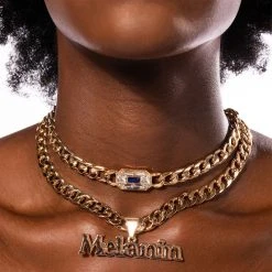 MELANIN BABE LAYERED NECKLACE -handbag shop melanin babe layered necklace gold 1 1