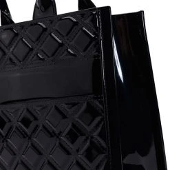 MINE OR YOURS QUILTED TOTE BAG -handbag shop mine or yours quilted tote bag black 4 4