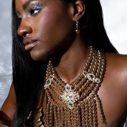 MODERN MUSE LAYERED NECKLACE AND EARRINGS SET -handbag shop modern muse layered necklace gold 2 2 c1