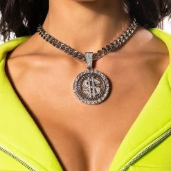 MONEY HONEY ICY STATEMENT PENDANT NECKLACE -handbag shop money honey icy statement pendant necklace silver 1 1