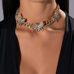 MOTHER NATURE RHINESTONE CUBAN LINK CHOKER -handbag shop mother nature rhinestone cuban link choker gold 1 1