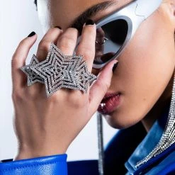 NORTH STAR RHINESTONE RING SET -handbag shop north star rhinestone ring set silver 1 1