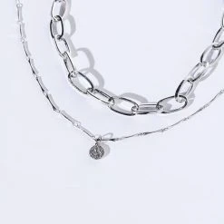 NOTHING TO PROVE LAYERED NECKLACE -handbag shop nothing to prove layered necklace silver 3 3