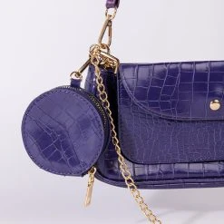 ON PERIODT CROC EGGPLANT BAGUETTE -handbag shop on periodt croc eggplant baguette purple 3 3