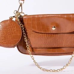 ON PERIODT CROC RUST BAGUETTE -handbag shop on periodt croc rust baguette rust 4 4