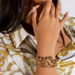 OVERTURN CHUNKY BRACELET SET -handbag shop overturn chunky bracelet set gold 1 1