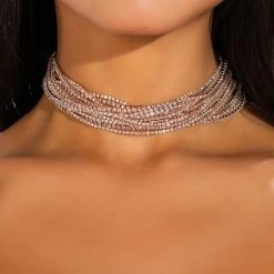 PARIS ROSEY RHINESTONE CHOKER -handbag shop paris rosey rhinestone choker rose gold 1 1