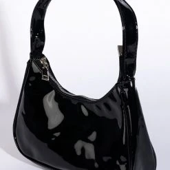PATENT AF BLACK HANDBAG -handbag shop patent af black handbag black 3 3