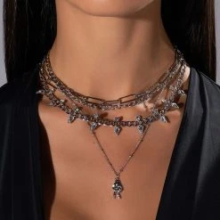 PEACE OUT AND BYE NECKLACE SET -handbag shop peace out and bye necklace set silver 1 1