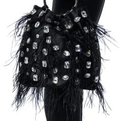 PHILIPPA EMBELISHED SATIN BAG IN BLACK -handbag shop philippa embelished satin bag in black black 1 1