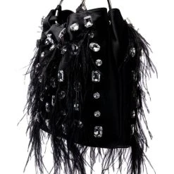 PHILIPPA EMBELISHED SATIN BAG IN BLACK -handbag shop philippa embelished satin bag in black black 3 3