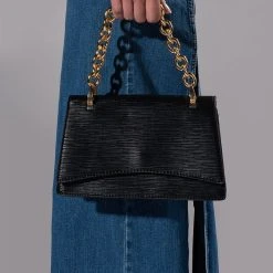 PHOENIX BLACK PURSE WITH GOLD CHAIN -handbag shop phoenix black purse with gold chain black 1 1
