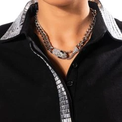 PONT DES ARTS EMBELLISHED CHAIN NECKLACE -handbag shop pont des arts embellished chain necklace silver 1 1