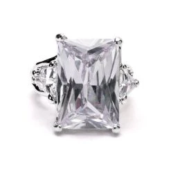 PUT IT ON MY TAB RHINESTONE COCKTAIL RING -handbag shop put it on my tab rhinestone cocktail ring silver 2 2