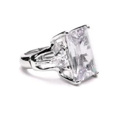 PUT IT ON MY TAB RHINESTONE COCKTAIL RING -handbag shop put it on my tab rhinestone cocktail ring silver 3 3